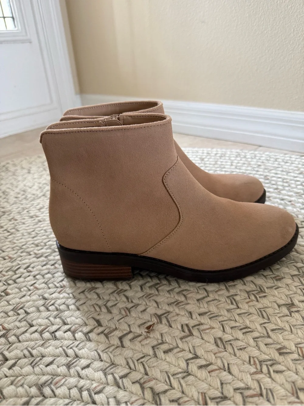 Lands' End Women’s Almond Suede Ankle Booties NEW